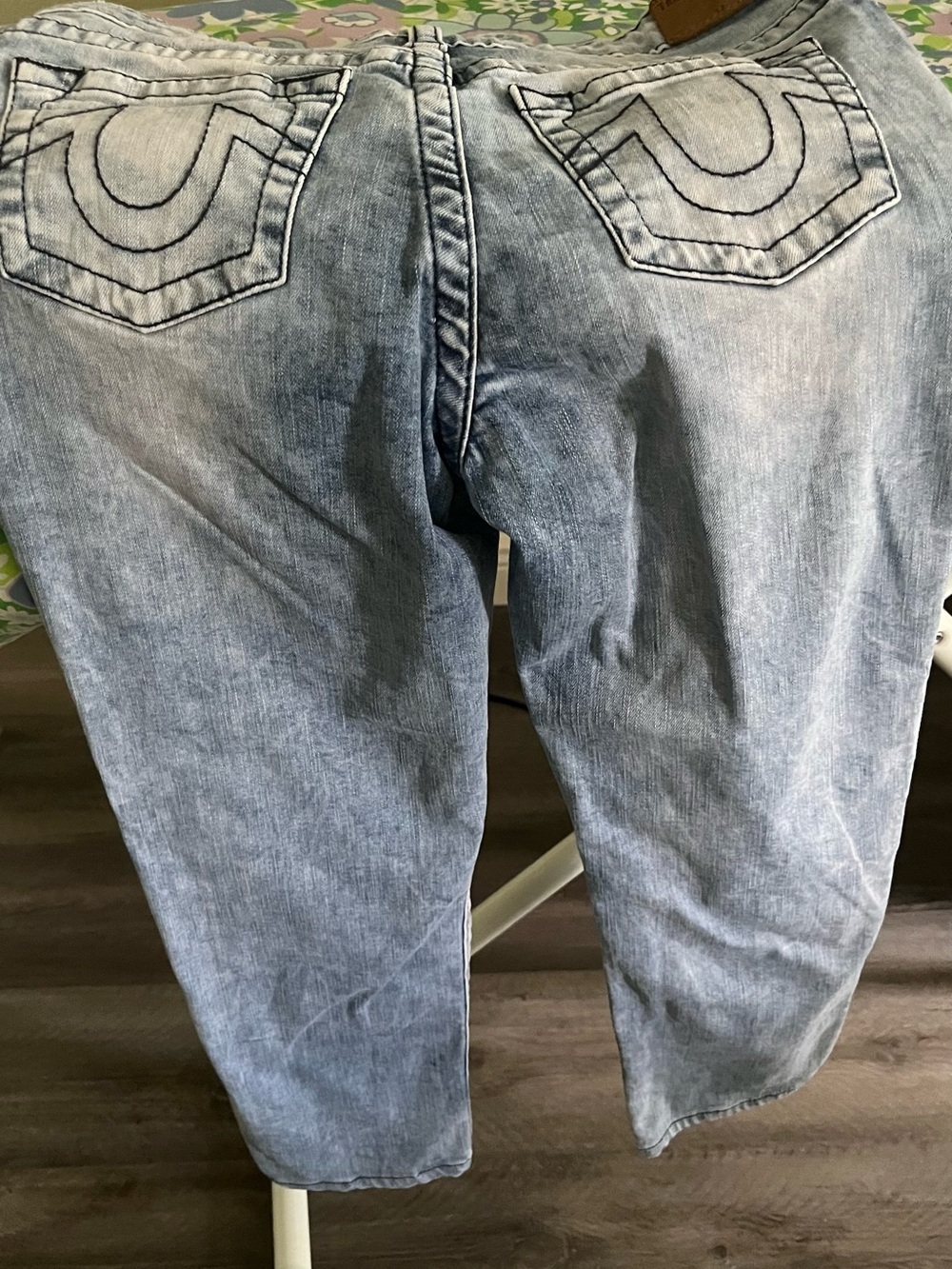 True Religion Women's Light Gray Acid-Wash Skinny Jeans
